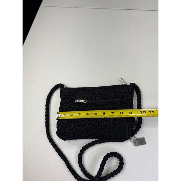 Lina Black Woven Crossbody Bag Small Purse Silver Charm Handmade Style Cute - Picture 6 of 8